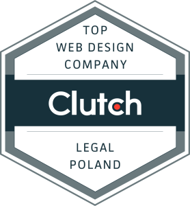 Wyróżnienie Clutch - Topowa firma projektująca strony internetowe dla firm prawniczych - Top Web design company, Legal Poland 2023