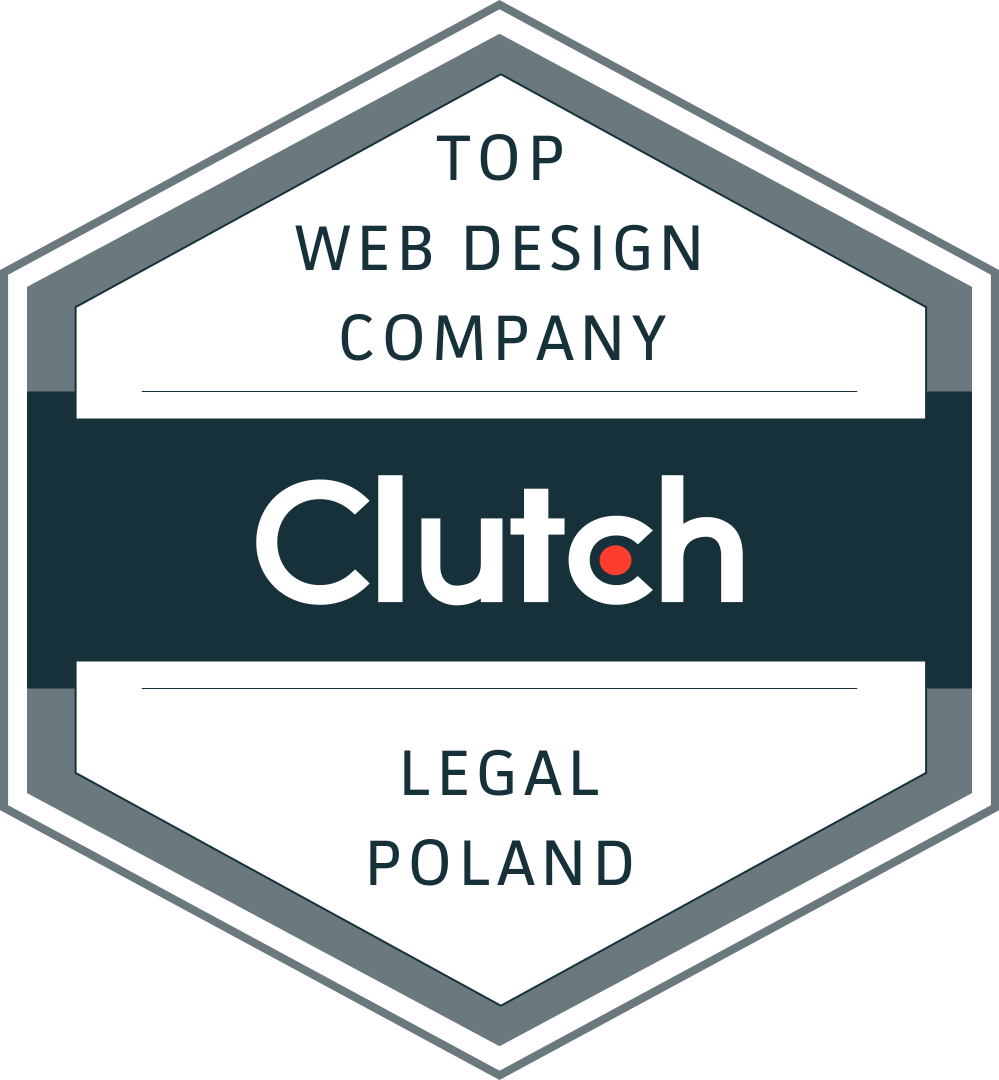 Wyróżnienie Clutch - Topowa firma projektująca strony internetowe dla firm prawniczych - Top Web design company, Legal Poland 2023
